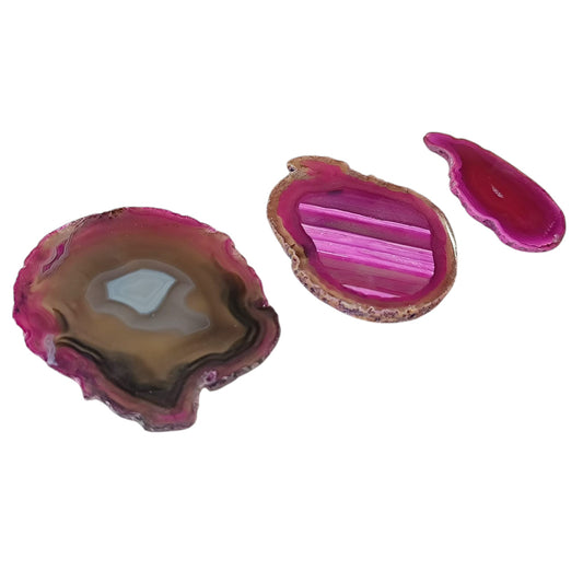 Piedra Natural 3 Lascas Agata Teñida Fucsia (La Pieza Puede Ser Diferente A La Foto En Tamaño Y Color) 4 a 6 Cms Aprox Ref: 1114