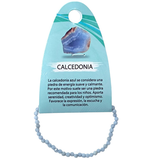 Pulsera Facetada Infantil Piedra Calcedonia 3 mm 15,5 Cms Aprox 600604307