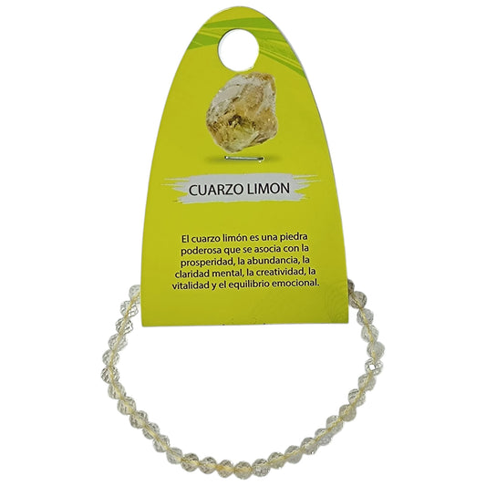 Pulsera Facetada Piedra Natural Cuarzo Limon 4 mm