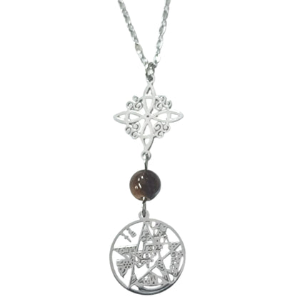 Collar Acero Doble Proteccion Y Piedra Natural Ojo De Tigre Cadena 40+5 Cms 400503247-15