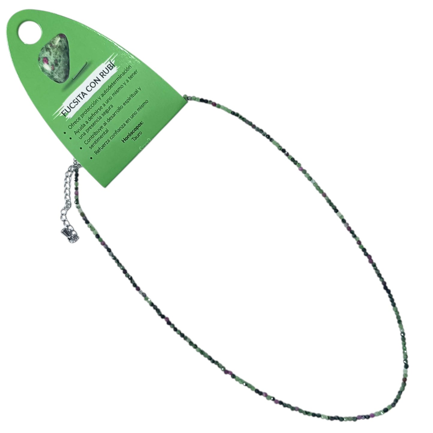 600603707 Collar Rubi En Fucsita 3 mm Facetada 40+5 Cms Cierre Acero