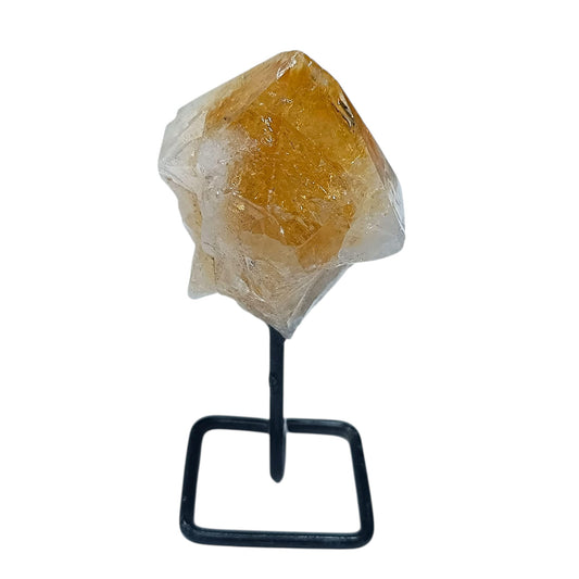 Piedra Natural Citrino En Bruto Con Base De Metal Altura 10 Cms Aprox (La Pieza Puede Ser Ligeramente Diferente A La Foto) Ref: 401004231