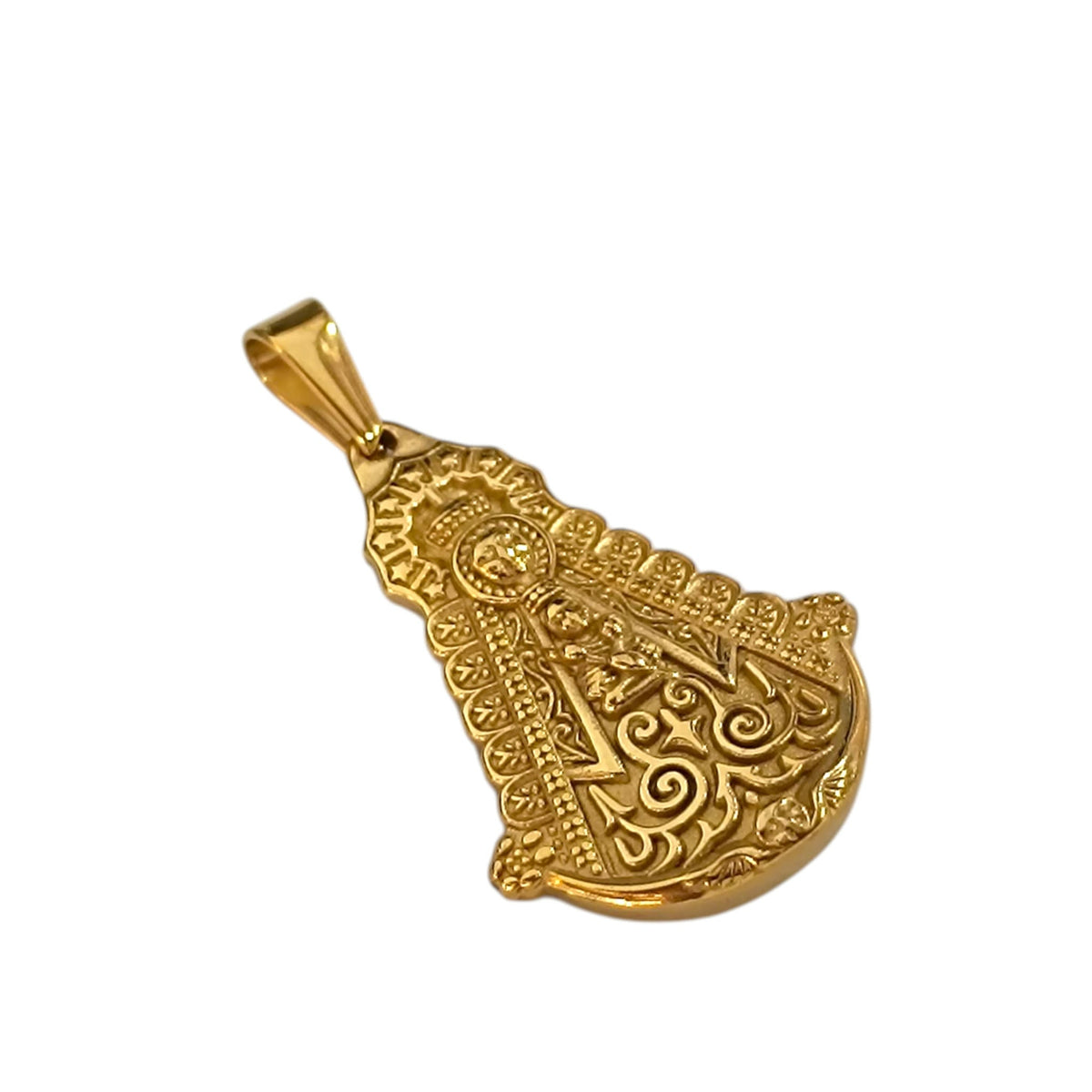 Colgante Acero Dorado Virgen Del Rocio 40 mm REF 600104128-09