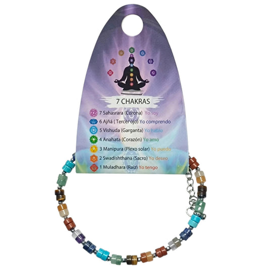 Pulsera 7 Chakras Discos Y Entrepieza Acero