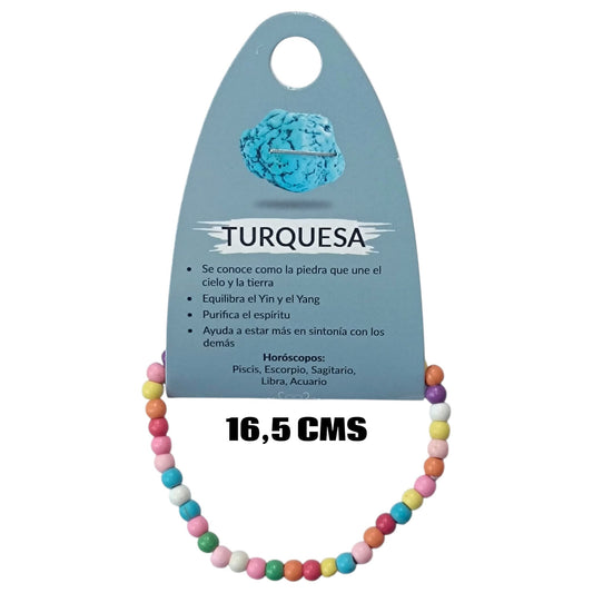 Pulsera Elastica Infantil 16,5 Cms Aprox Piedra Turquesina Multi 4 mm 600104508-46