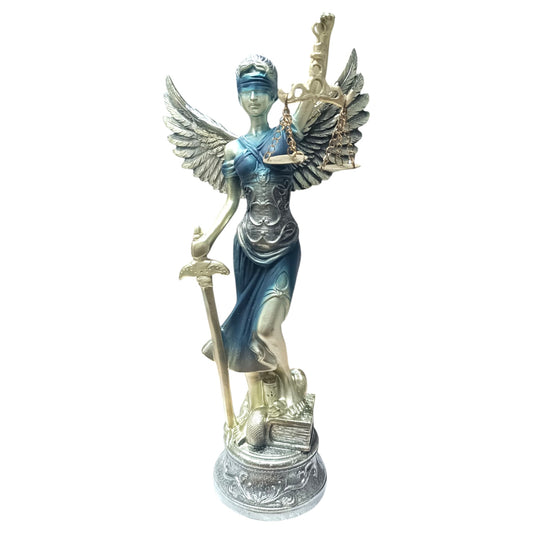 Figura En Resina Diosa De La Justicia Con Alas 29 Cms Apox Color Azul 600103404 - stonez