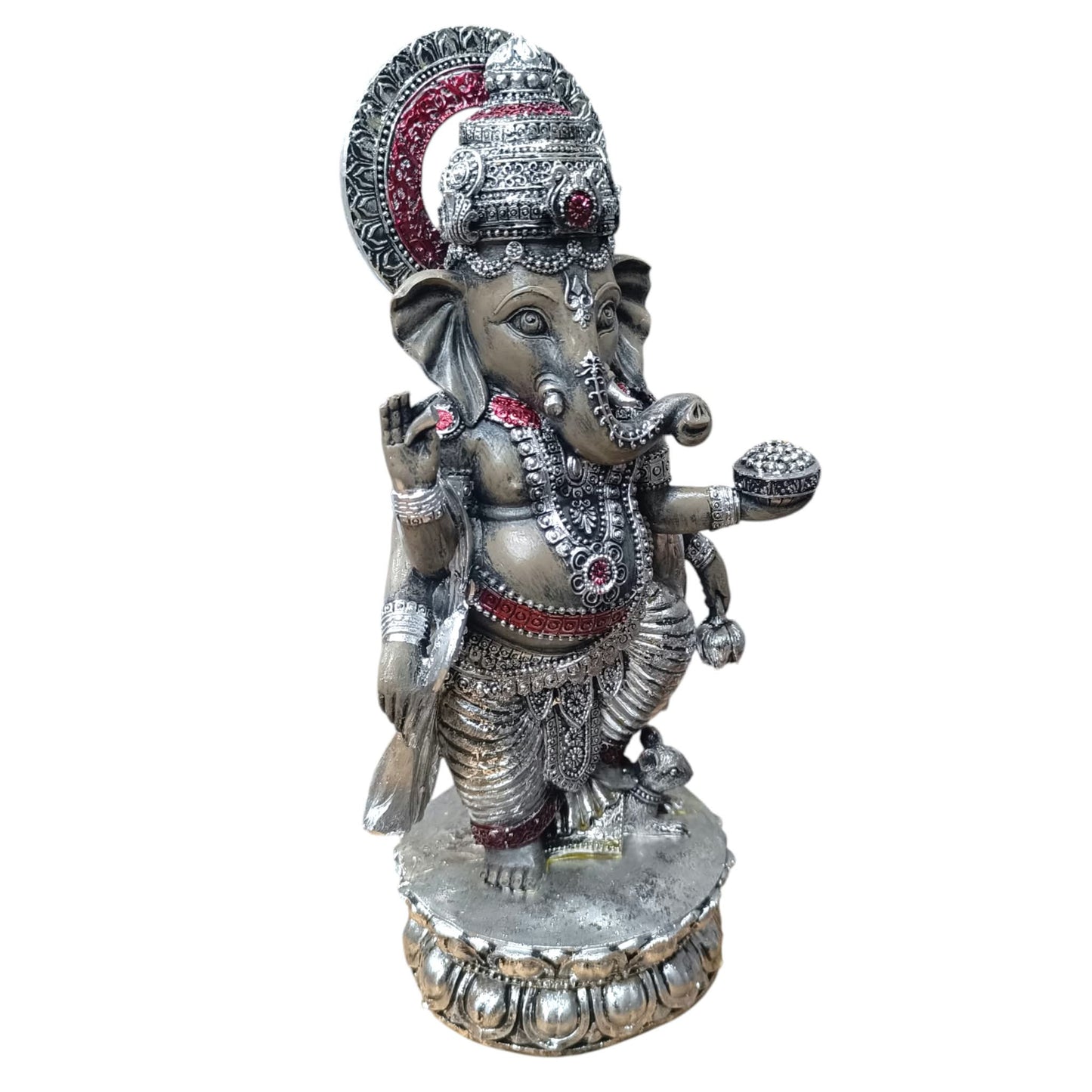 Figura Ganesha En Resina 32 Cms Aprox Color Plata/Rojo Ref: 600104474