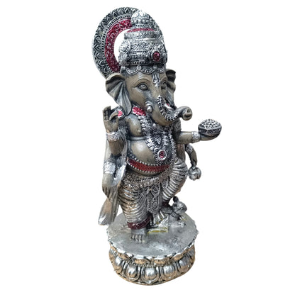 Figura Ganesha En Resina 32 Cms Aprox Color Plata/Rojo Ref: 600104474