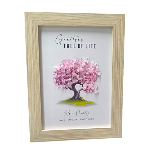 Cuadro Decoracion Arbol Con Minerales Chips Piedra Cuarzo Rosa 21x15 Cms Ref: 600104521