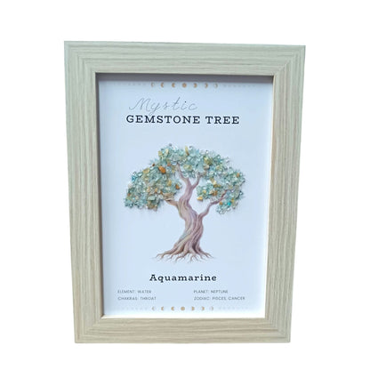 Cuadro Decoracion Arbol Con Minerales Chips Piedra Aguamarina 21x15 Cms Ref: 600104521