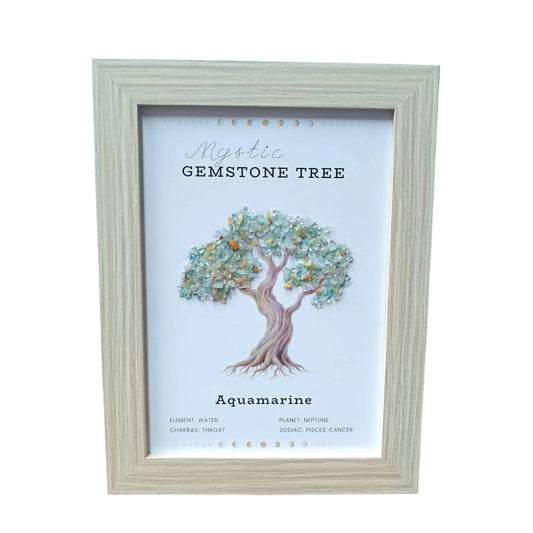 Cuadro Decoracion Arbol Con Minerales Chips Piedra Aguamarina 21x15 Cms Ref: 600104521