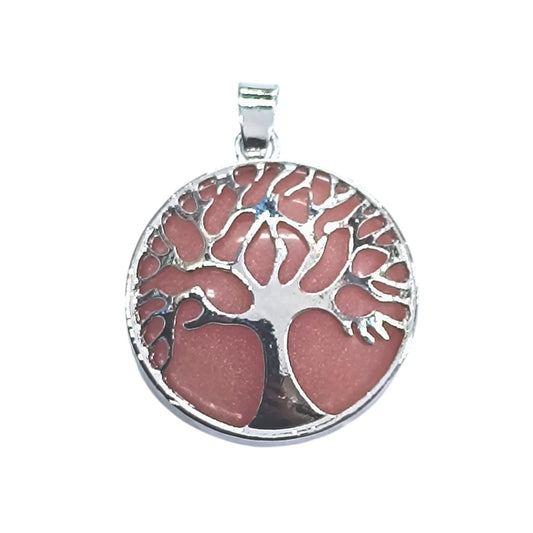 Colgante Arbol De La Vida En Metal Con Piedra Cuarzo Cerezo 25 mm Aprox 35014-18