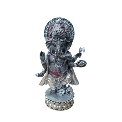 Figura Ganesha En Resina 26 Cms Aprox Color Plata/Fucsia Ref: 600104476