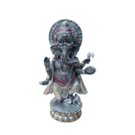 Figura Ganesha En Resina 26 Cms Aprox Color Plata/Fucsia Ref: 600104476