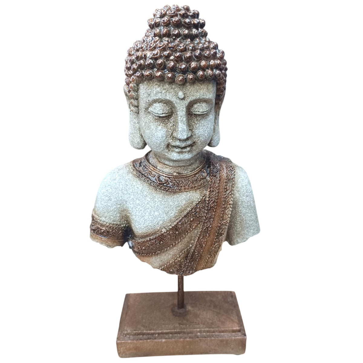 Figura En Resina Buda En Pedestal 37 Cms Aprox REF 600104517