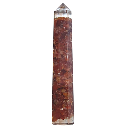 Obelisco Orgonita y Piedras Carneola 16 Cms Aprox
