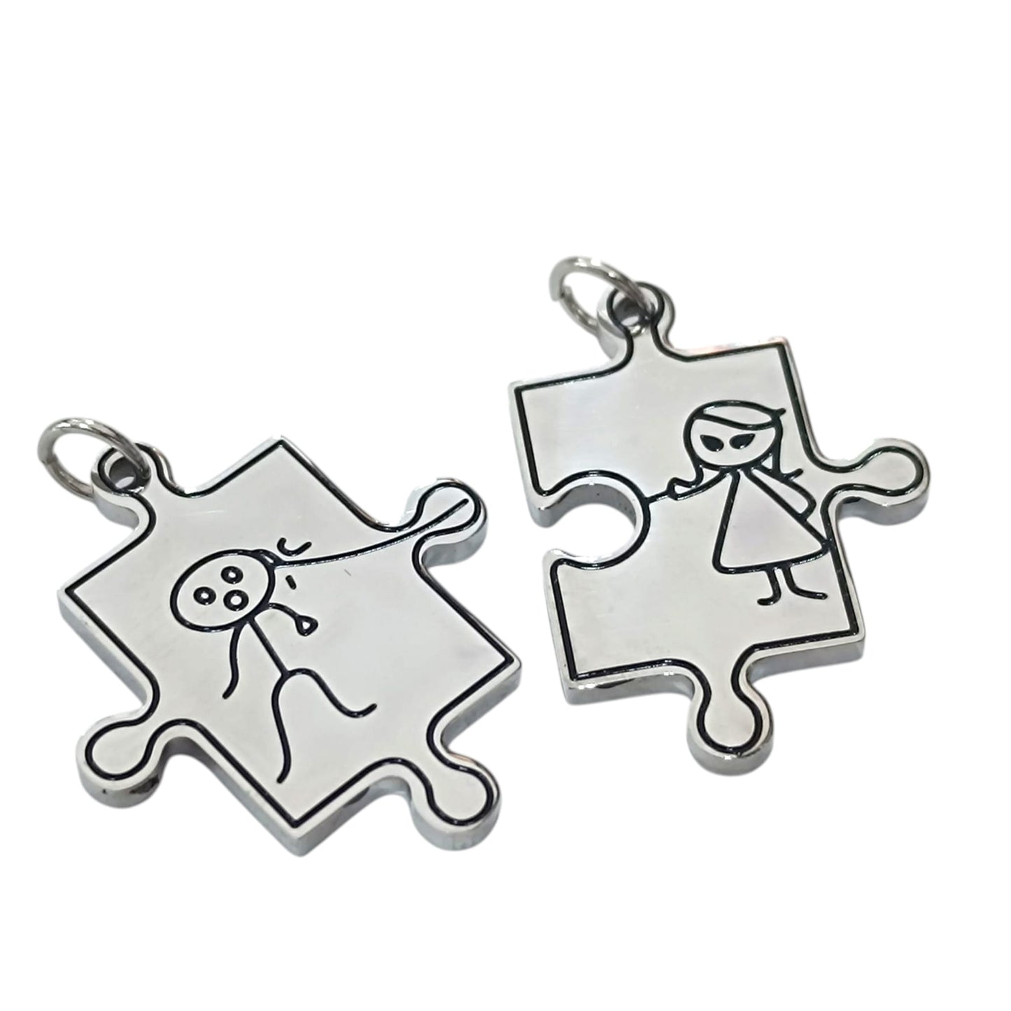 Colgante Doble Acero Puzzle 35 mm 600102311-04