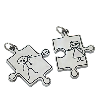 Colgante Doble Acero Puzzle 35 mm 600102311-04