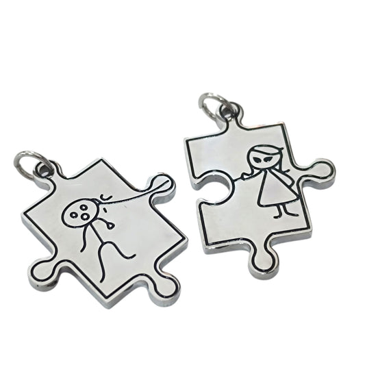 Colgante Doble Acero Puzzle 35 mm 600102311-04