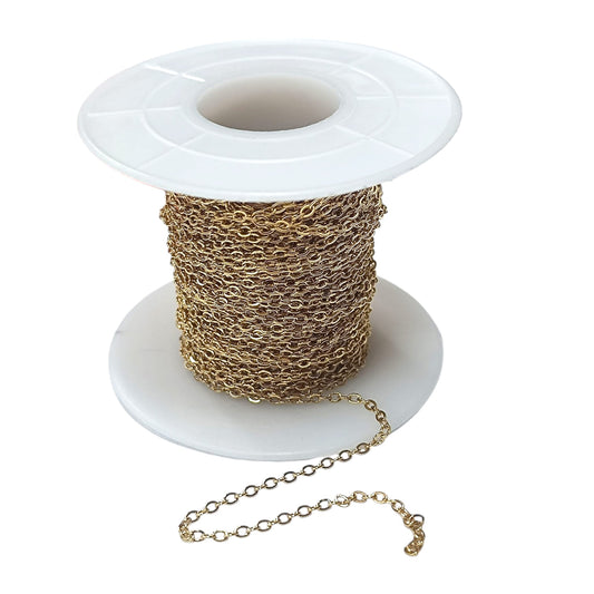 Rollo Cadena Acero Dorado 0.4 mm 10 metros Ref 600102285