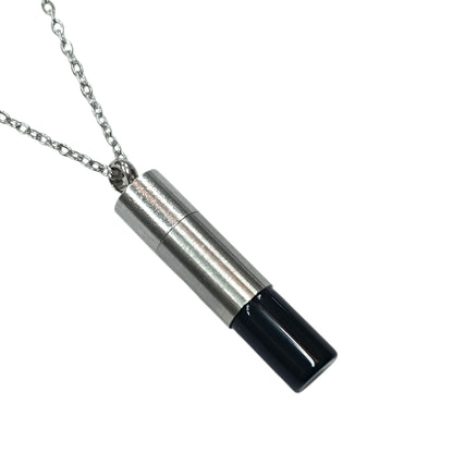 Collar Acero 45 Cms Cofre Deseo Con Piedra Natural Onix 600103553-04