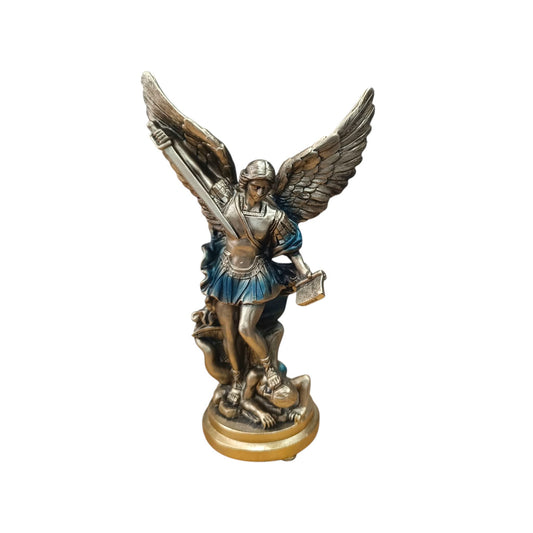 Figura Arcangel San Miguel Con Libro 22 Cms Aprox Color Azul 600104492
