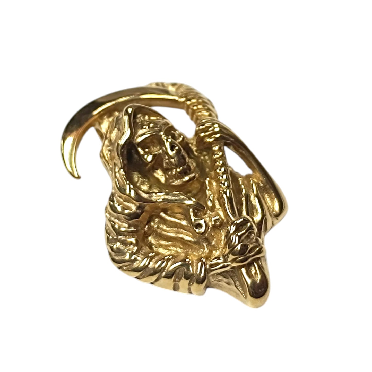 600104128-01 Colgante Acero Dorado Santa Muerte 33 mm