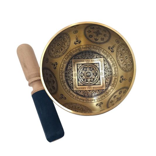 Cuenco Tibetano 5 Metales 13 Cms Aprox Color Dorado Grabado Simbolo Om Mani Padme Hum REF: 600304349