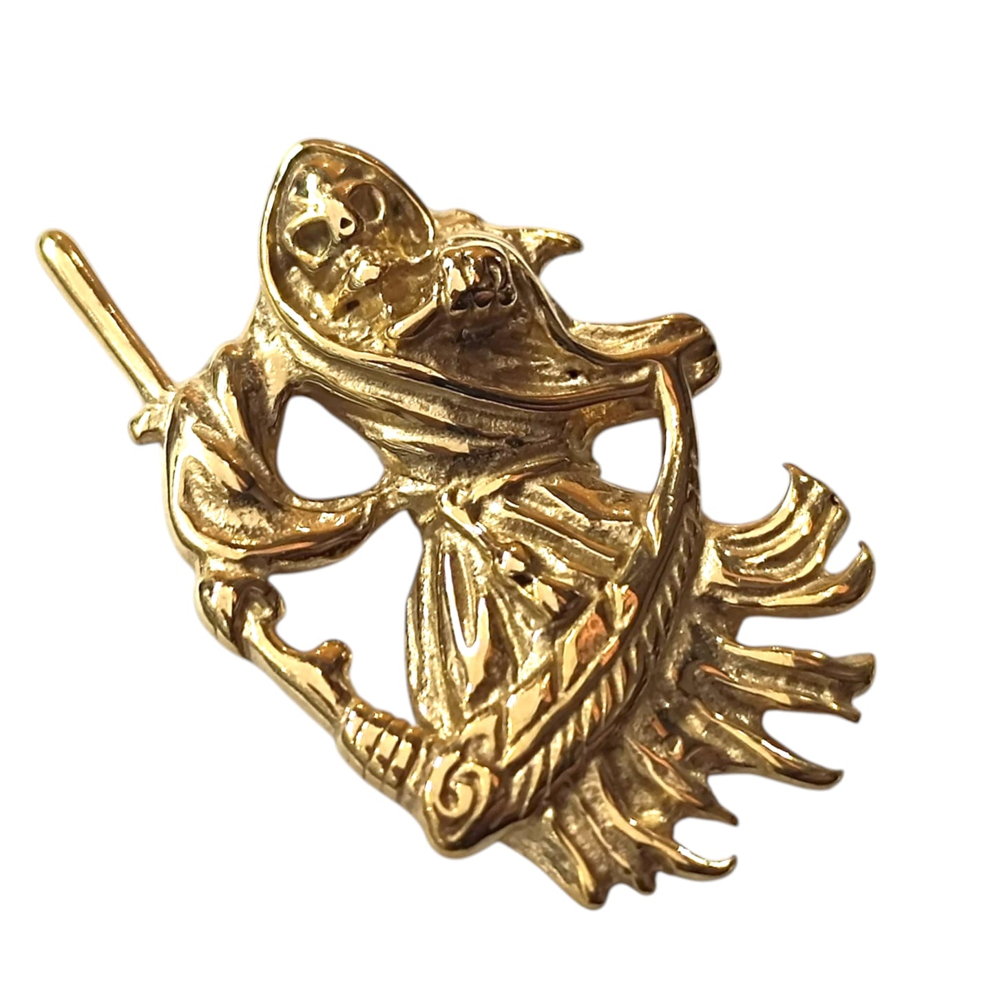 600104128-03 Colgante Acero Dorado Santa Muerte 45 mm