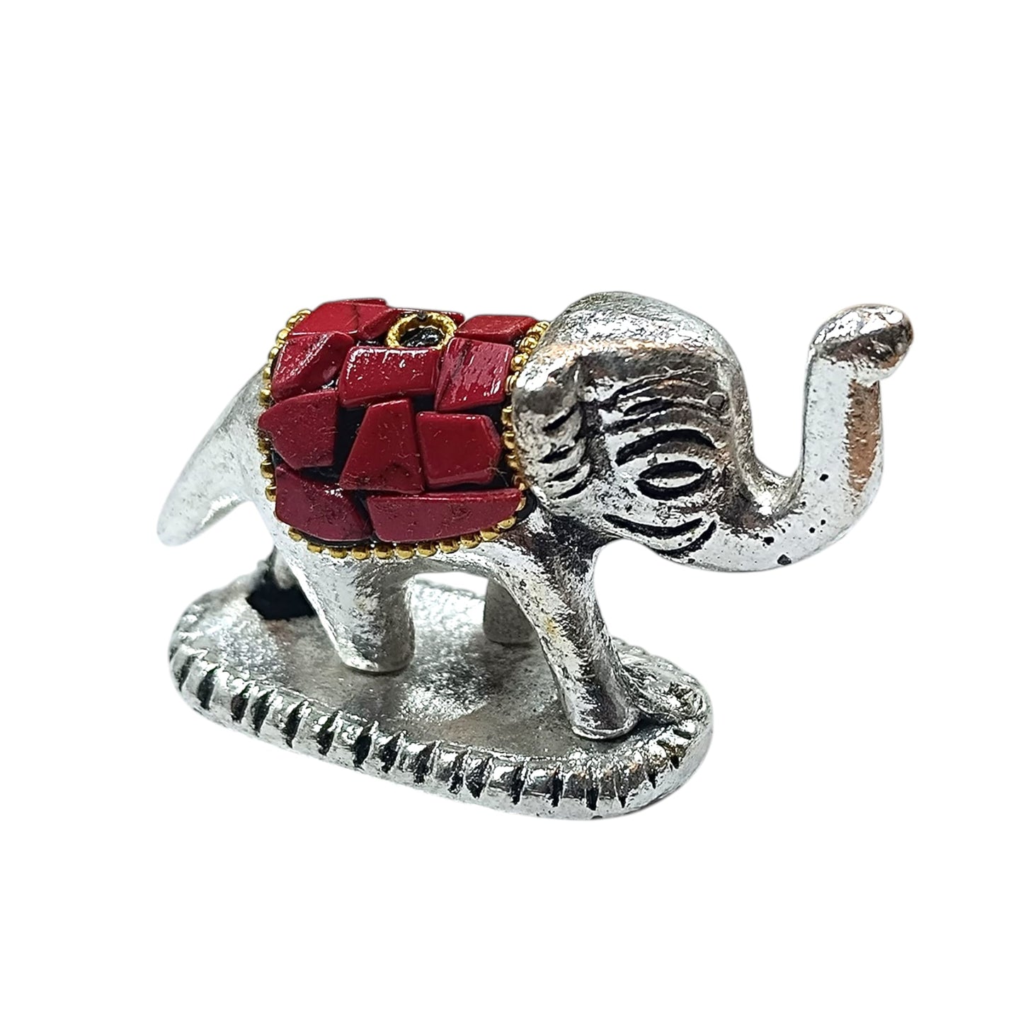 Porta Incienso Elefante Metal Con Piedra Turquesina Roja  5,5 Cms Aprox REF: 600301545