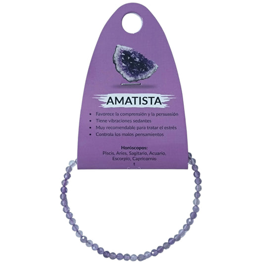 Pulsera Facetada Piedra Natural Amatista 3 mm Ref: 600604214