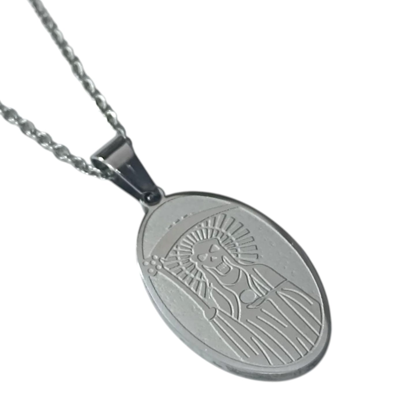 Collar Acero Santa Muerte 15x25 mm Cadena 42+5 Cms