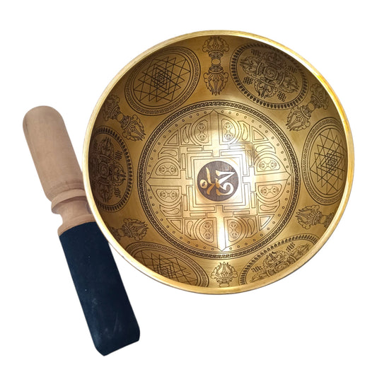 Cuenco Tibetano 5 Metales 15 Cms Aprox Color Dorado Grabado Aum/Om REF: 600304350