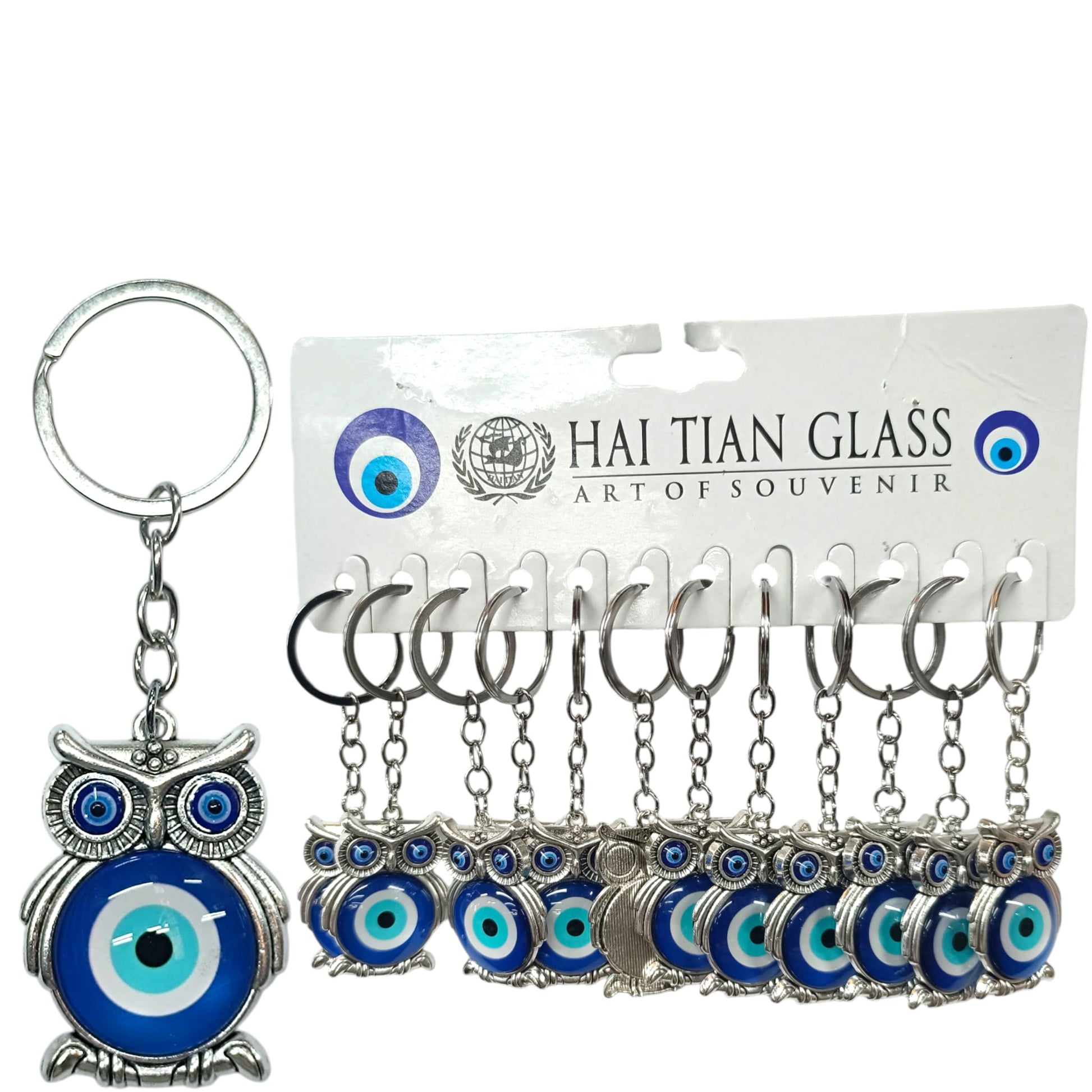 Paquete 12 Llaveros Metal Buho Y Ojo Turco Ref:600102779-02
