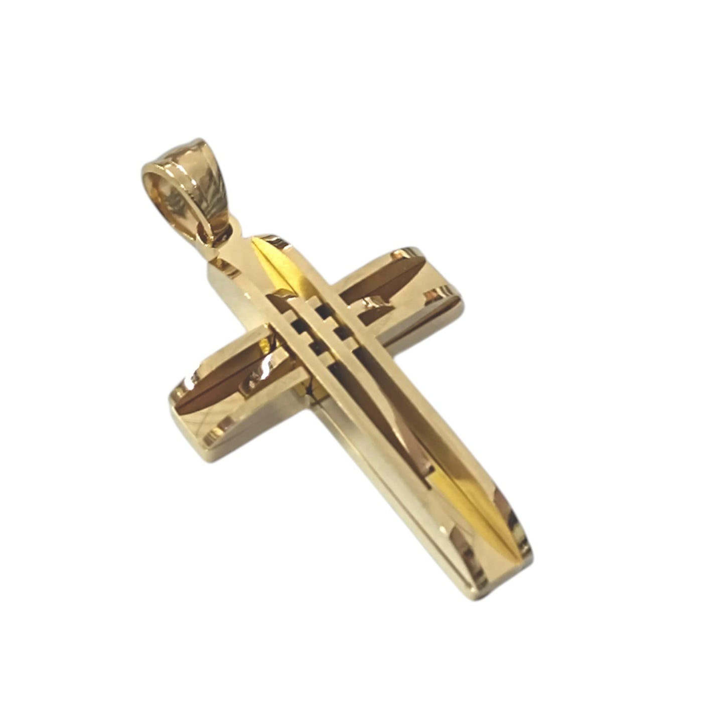 Colgante Acero Dorado Cruz 30 mm 600103461-11