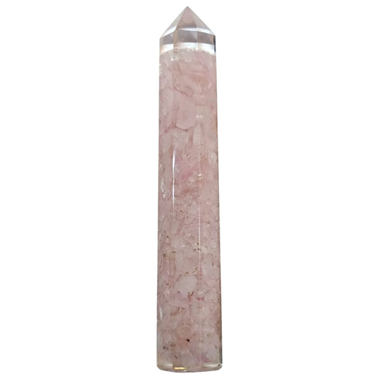 Obelisco Orgonita y Piedras Cuarzo Rosa 16 Cms Aprox