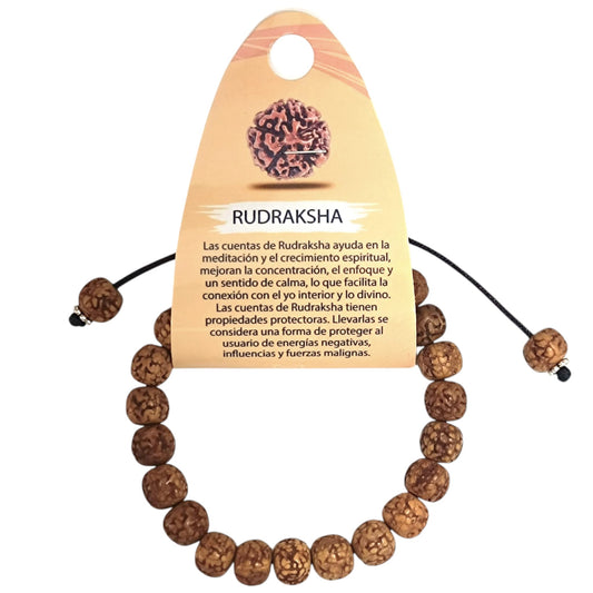 Pulsera Ajustable Macrame Rudraksha 10 mm Aprox