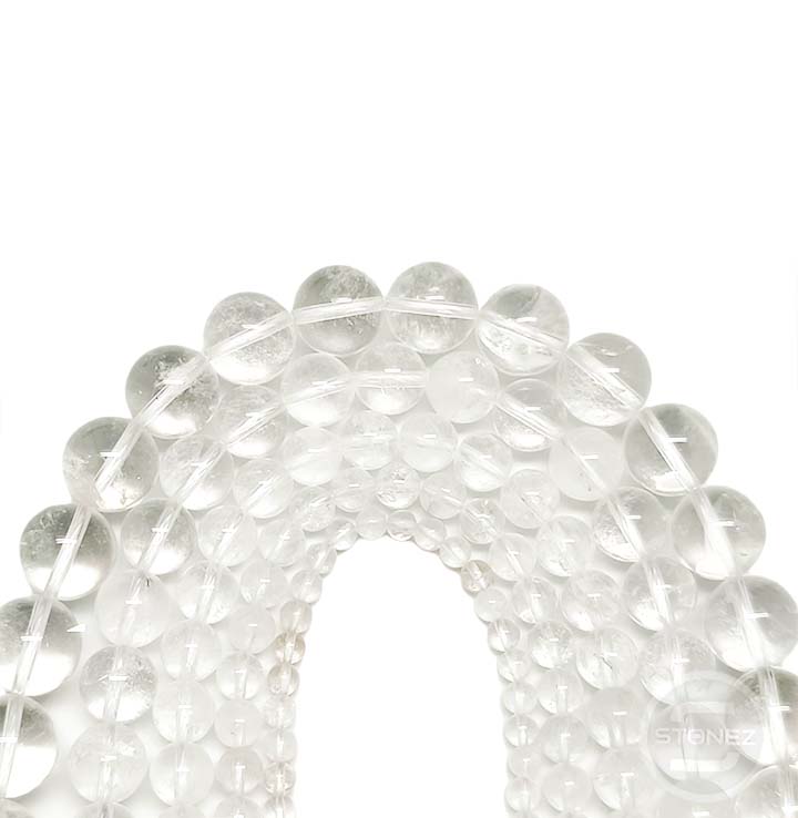 42904 Tira Cuentas Piedra Natural Cuarzo Blanco En 6 mm.