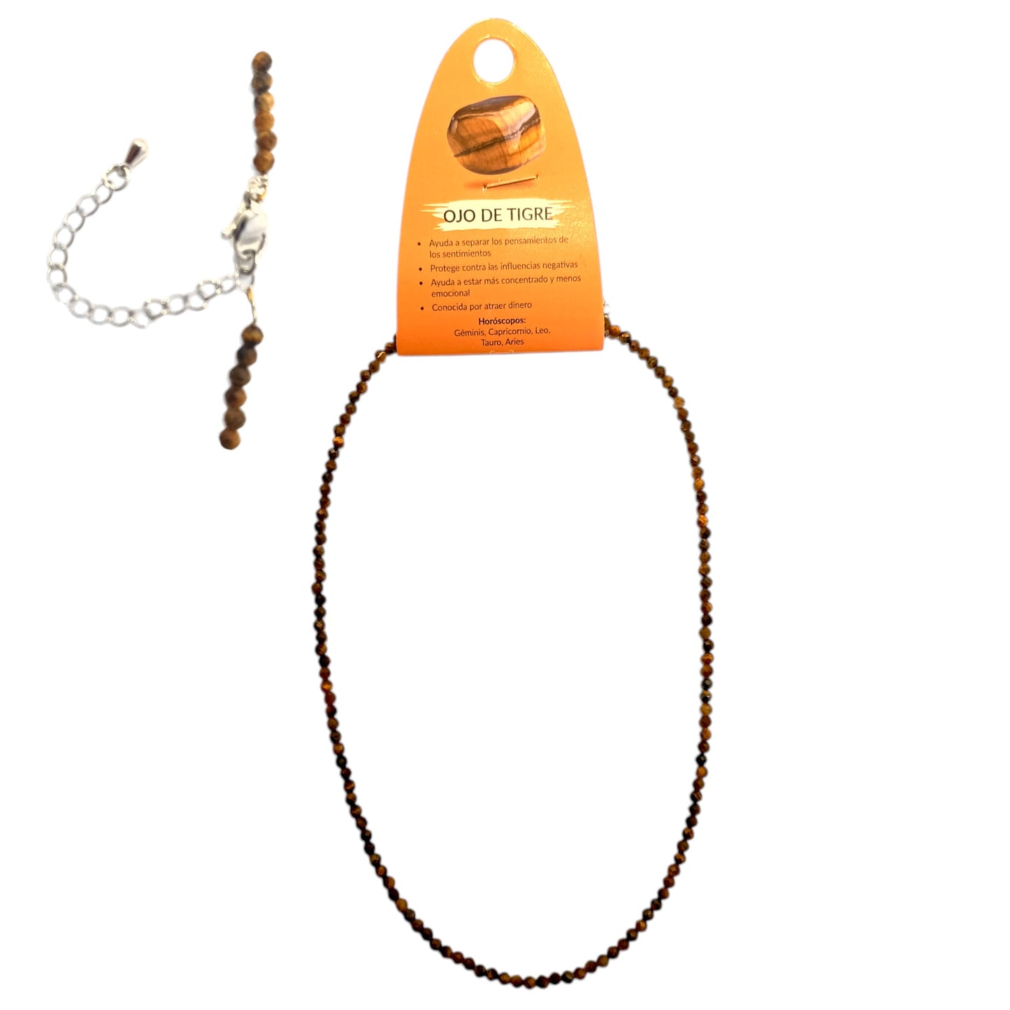 600603275 Collar Piedra Ojo De Tigre 3 mm Facetada 40+5 Cms Cierre Acero