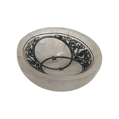 400901654 Cuenco Selenita Grabado Vesica Piscis 10 Cms Aprox - stonez