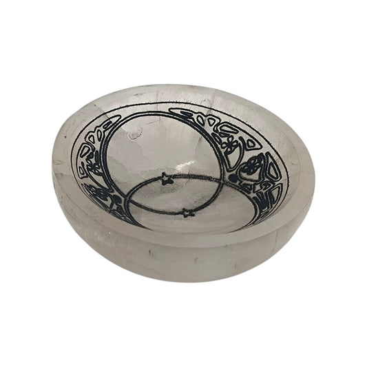 400901654 Cuenco Selenita Grabado Vesica Piscis 10 Cms Aprox