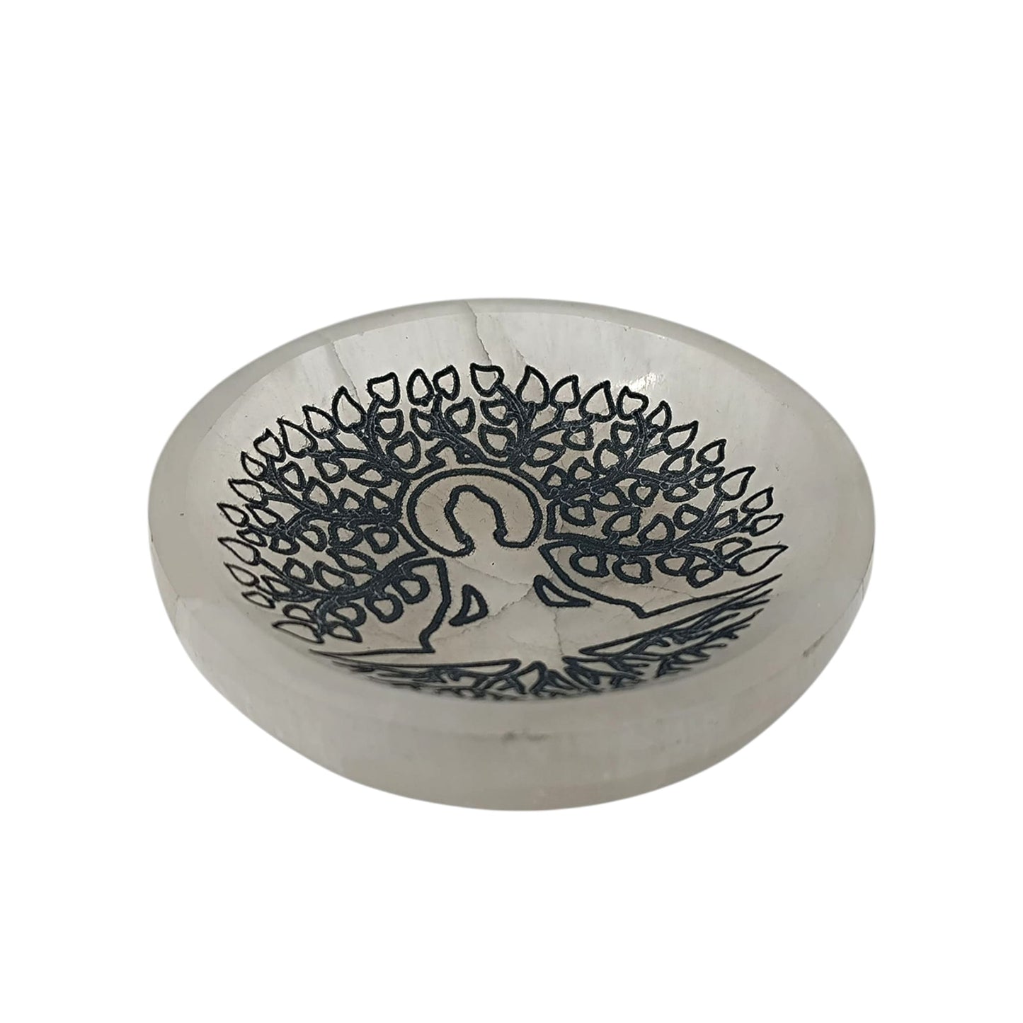 400901654 Cuenco Selenita Grabado Buda Arbol 10 Cms Aprox
