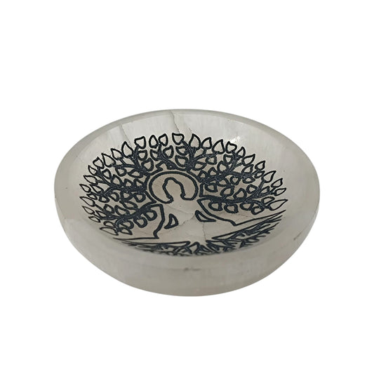 400901654 Cuenco Selenita Grabado Buda Arbol 10 Cms Aprox