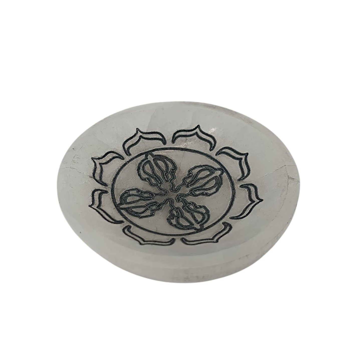 400901654 Cuenco Selenita Grabado Vajra 10 Cms Aprox