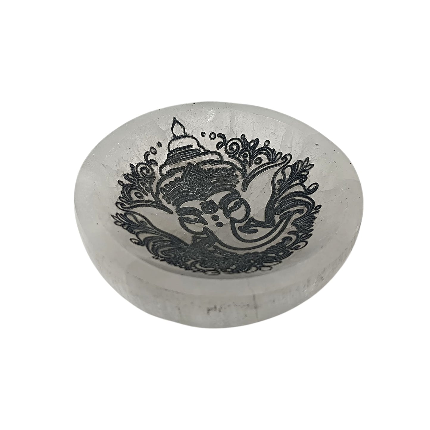 400901654 Cuenco Selenita Grabado Ganesha 10 Cms Aprox