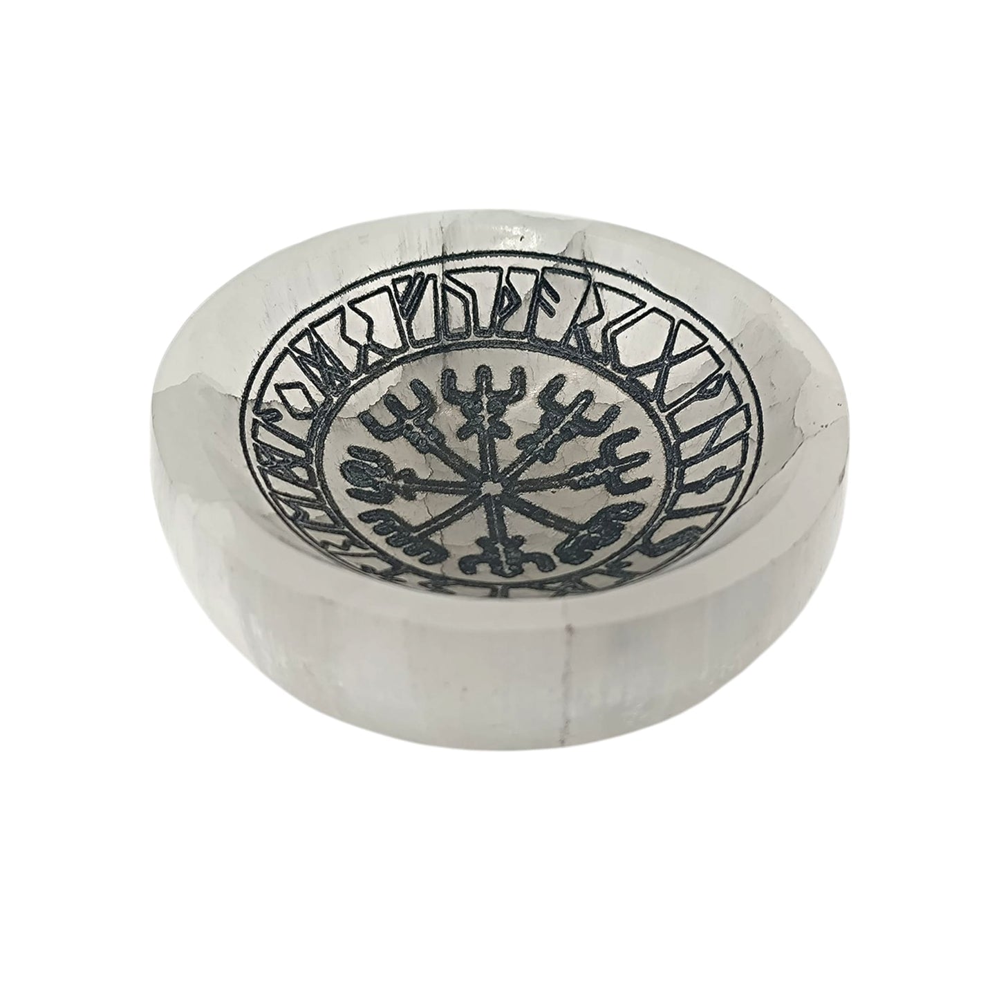400901654 Cuenco Selenita Grabado Vegvisir 10 Cms Aprox