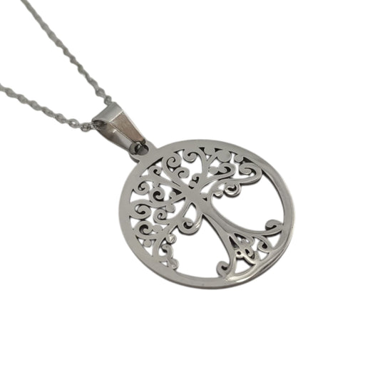 600103600-07 Collar Acero Arbol De La Vida Cadena 40+5 Cms