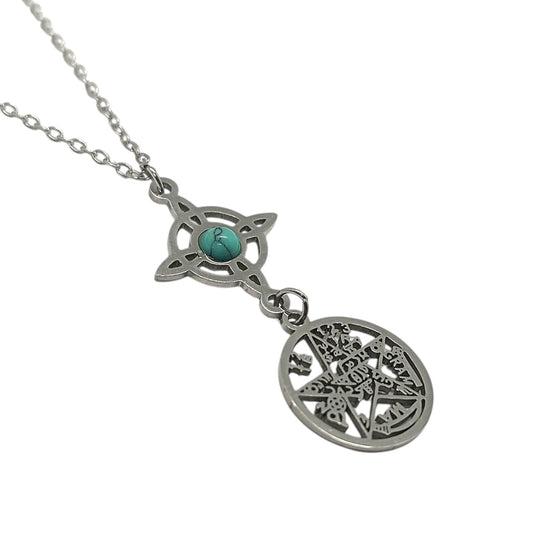 Collar Acero Doble Proteccion Con Piedra Turquesina Cadena 40+5 Cms 400603911-03