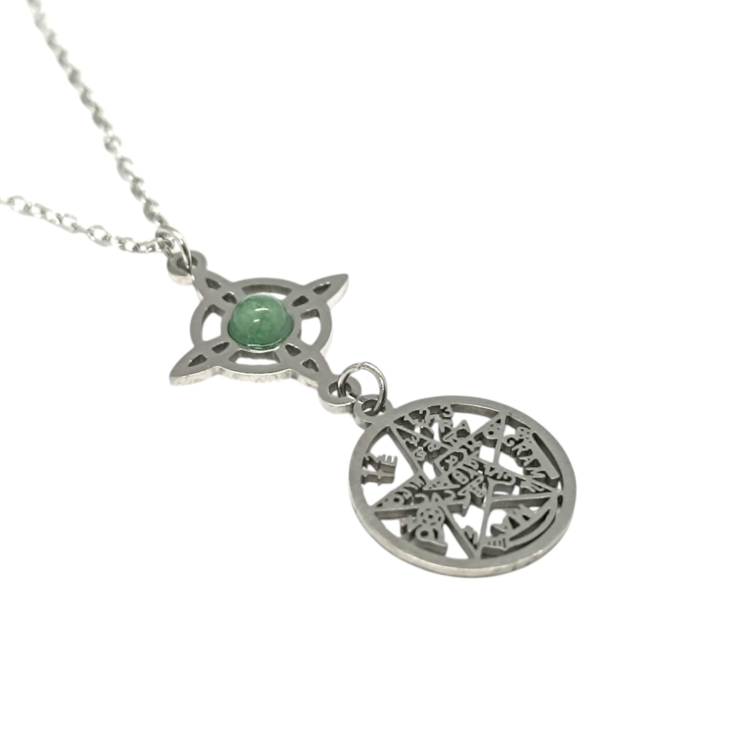 Collar Acero Doble Proteccion Con Piedra Aventurina Cadena 40+5 Cms 400603911-12