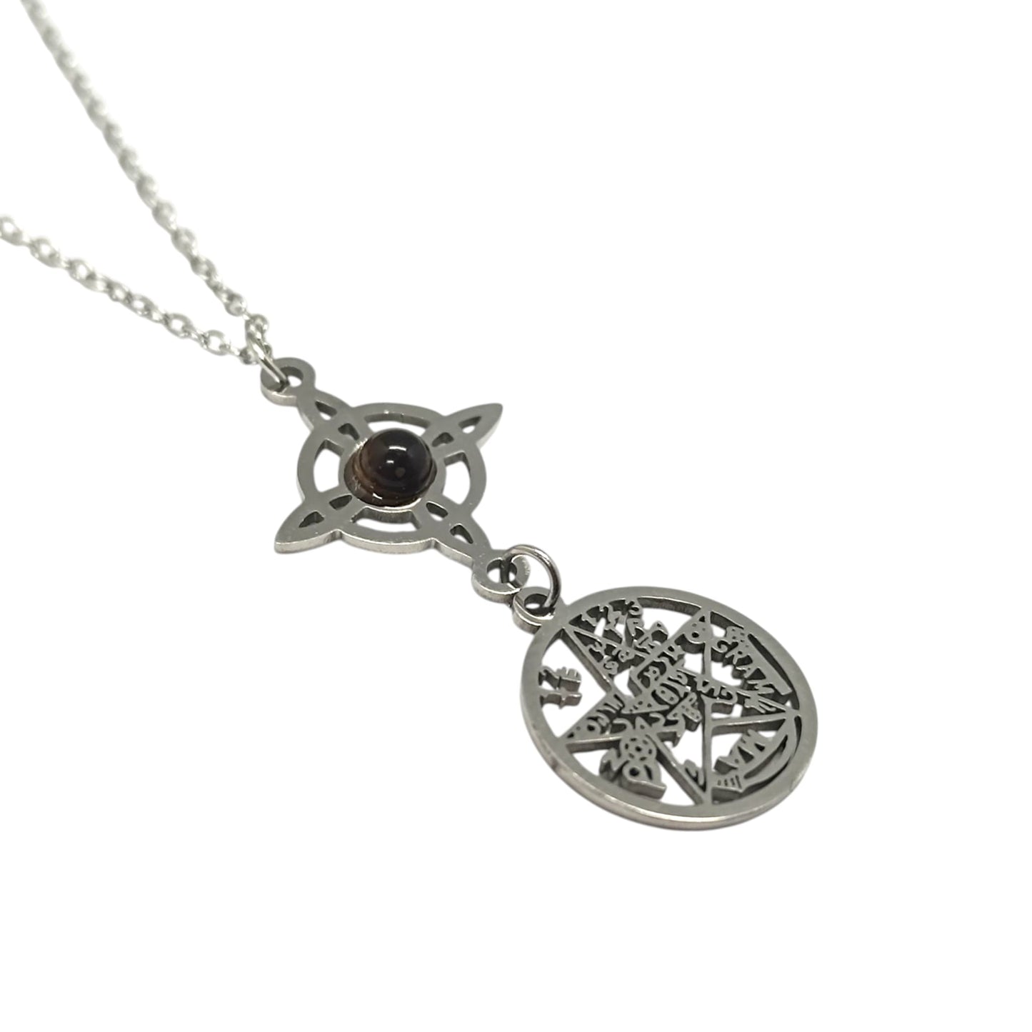 Collar Acero Doble Proteccion Con Piedra Ojo De Tigre Cadena 40+5 Cms 400603911-09